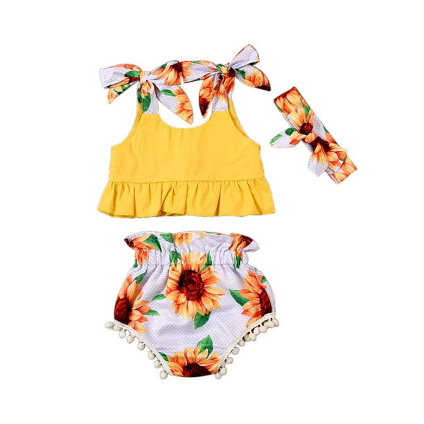 Details about Infant Kids Baby Girls Sunflower Print Tops+Ruffles Shorts+Headbands Outfits Set Details about Infant Kids Baby Girls Sunflower Print Tops+Ruffles Shorts+Headbands Outfits Set